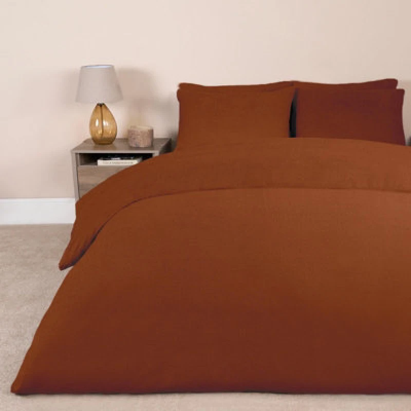 Image of OHS OHS Thermal Soft Teddy Fleece Duvet Cover Bedding Set in Burnt Orange Size: King Burnt Orange King Unisex 5027434221868
