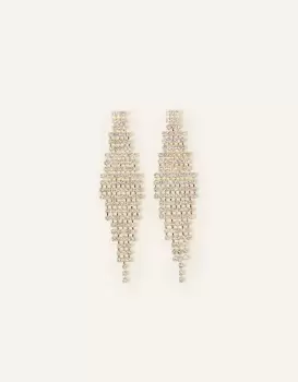 Image of Accessorize Womens Crystal Waterfall Statement Earrings