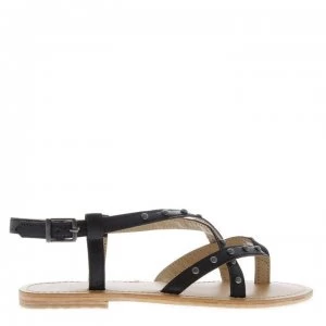 Image of Firetrap Blackseal Dalhia Gladiator Sandals - Black Leather