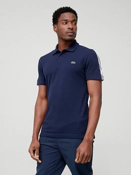 Image of Lacoste Taping Logo Polo Shirt - Navy, Size L, Men