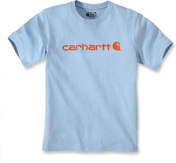 Image of Carhartt EMEA Core Logo Workwear Short Sleeve T-Shirt, blue-orange, Size M