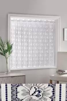 Image of White Floral Textured Voile Louvre Vertical Pleated Window Blind Panel