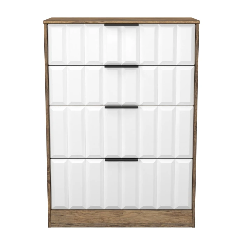 Image of Ready Assembled Black & Oak 5 Drawer Wide Chest (H)1089mm (W)765mm (D)395mm