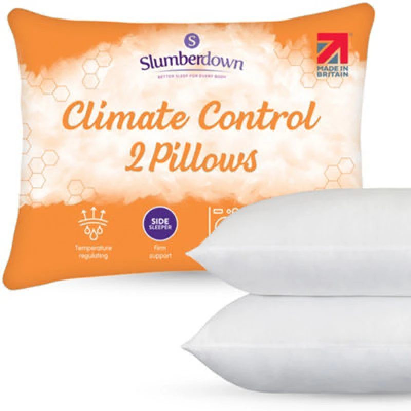 Image of Slumberdown 2 Pack Climate Control Firm Support Pillows White