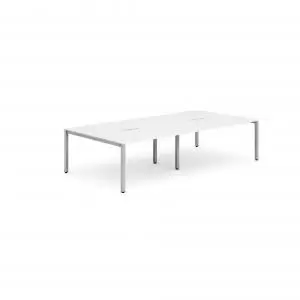 Image of B2B Silver Frame Bench Desk 1400 White 4 Pod