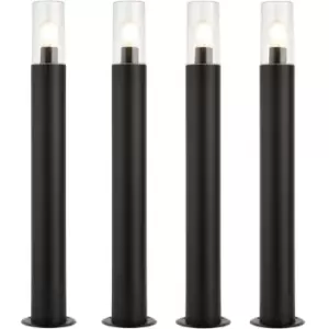 Image of 4 PACK Outdoor Bollard Post Light - 15W E27 LED - 800mm Height - Stainless Steel