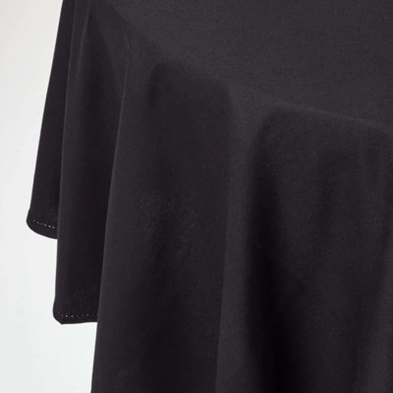 Image of Homescapes Plain Cotton Round Tablecloth, 178cm Black