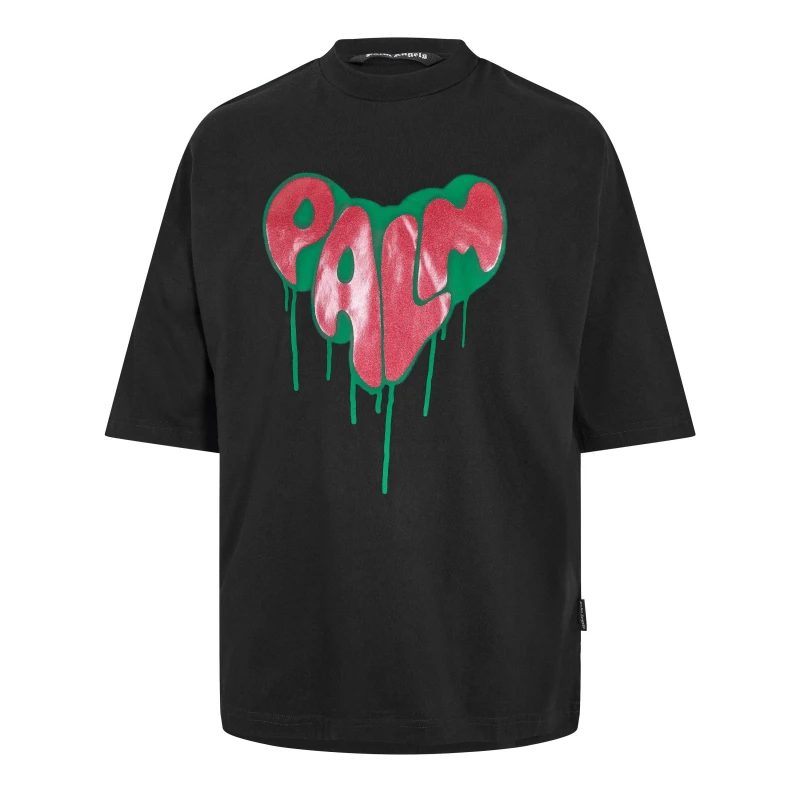 Image of Palm Angels Mens Stars Vint T-Shirt Black Fuchsia male XS