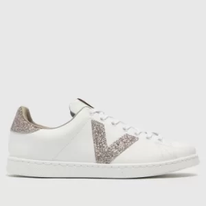 Image of Victoria White Tennis Pile Glitter Trainers