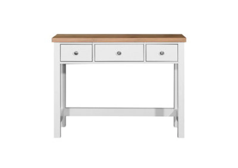 Image of Timber Art Design Astbury 3 Drawer Dressing Table Vanity Makeup Desk White And Oak