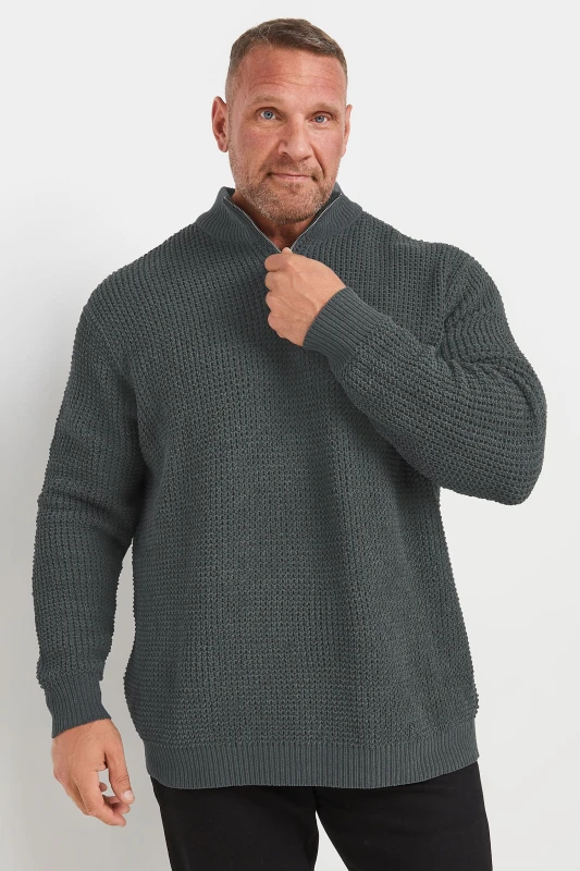 Image of BadRhino Chenille Quarter Zip Jumper Grey