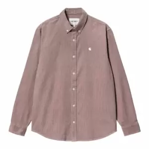 Image of Carhartt Wip L/S Madison Fine Cord Shirt, Lupinus / White, Male, Shirts, I030580.1GJXX