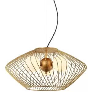 Image of Italux Lighting - Italux Zeno - Modern Hanging Pendant Golden 3 Light with Gold, White Shade, G9