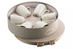 Image of Aynsley Silver Brocade 6 Mugs In Hat Box Silver