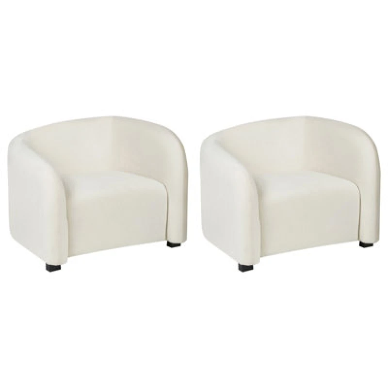 Image of Beliani Set Of 2 Velvet Armchairs Off-White Veltada