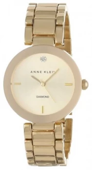 Image of Anne Klein Womens Gold Tone Bracelet Gold Dial AK/N1362CHGB Watch