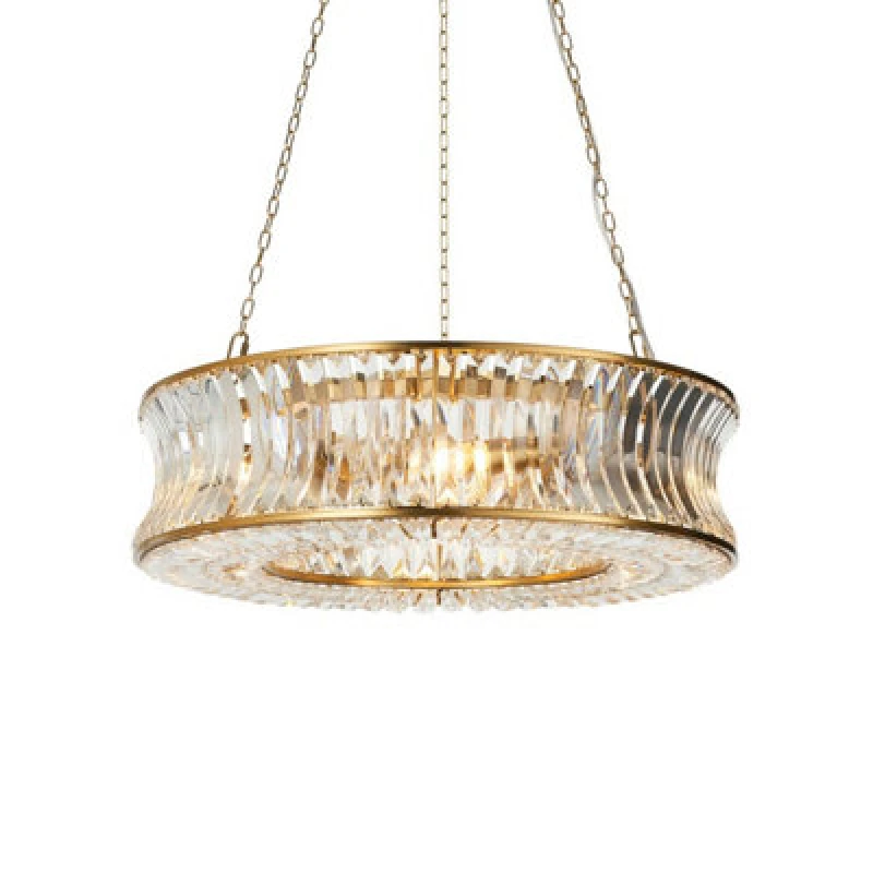 Image of Vittoria Pendant Ceiling Light Warm Brass Plate, Crystal And Clear Glass