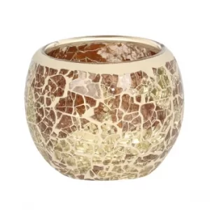 Image of Small Round Gold Crackle Candle Holder