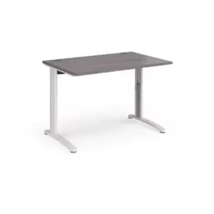 Image of TR10 height settable straight desk 1200mm x 800mm - white frame and grey oak top