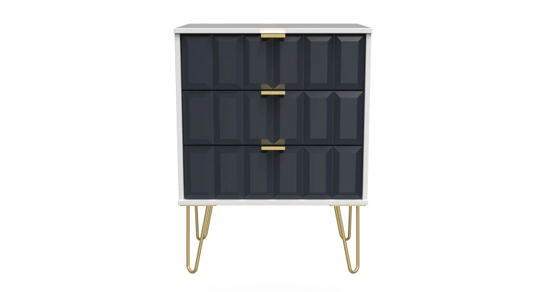 Image of Ready Assembled 2 U Metro 3 Drawer Chest (Ready Assembled) in Dark Blue Dark Blue Unisex