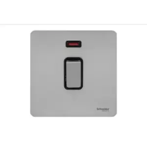 Image of Schneider USFP 20A Double Pole Switched & Neon Black Insert Stainless Steel - GU2411BSS