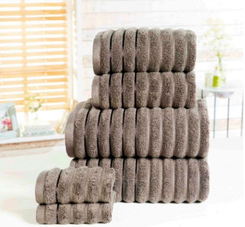 Image of Rapport Home Ribbed Towel Pure Cotton Face Charcoal