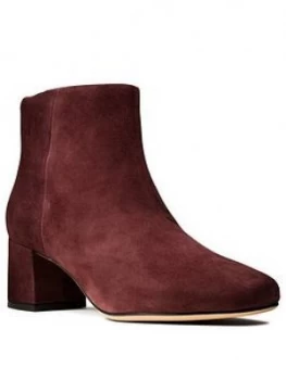 Image of Clarks Sheer Flora Ankle Boot - Burgundy Suede, Size 4, Women
