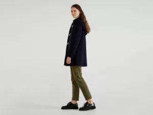 Image of Benetton, Duffel Coat With Removable Hood, taglia 38, Dark Blue, Women