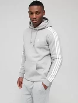 Image of adidas Originals 3-Stripe Pullover Hoodie - Grey, Medium Grey Heather, Size S, Men