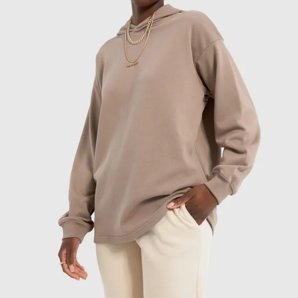 Image of New Balance athletic linear hoodie in brown Brown Sml