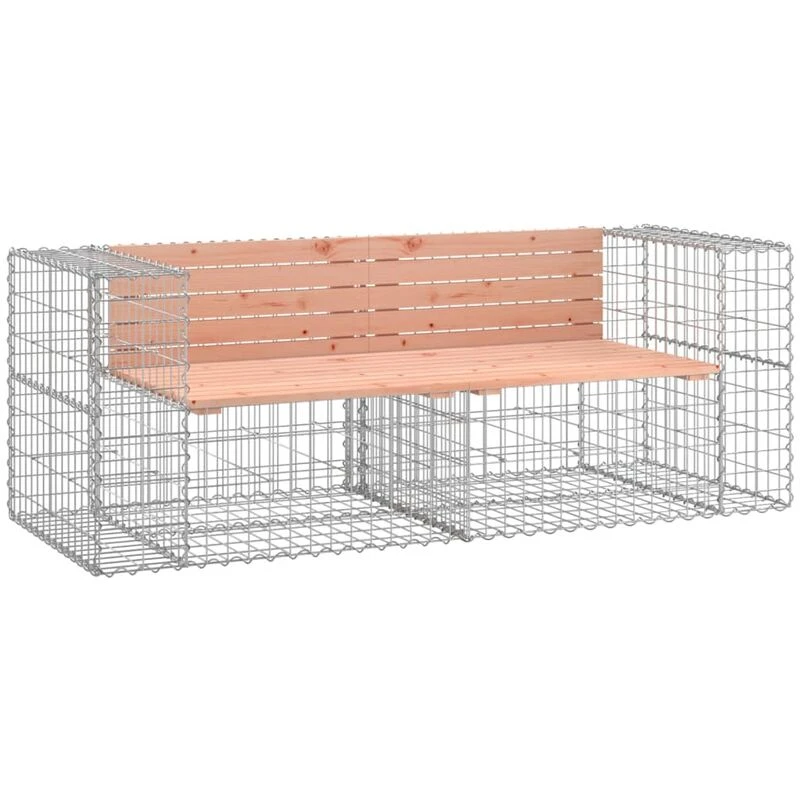 Image of vidaXL Garden Bench Gabion Design 184x71x65.5cm Solid Wood Douglas, Brown 3196237