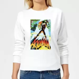 Image of Justice League Aquaman Cover Womens Sweatshirt - White - S