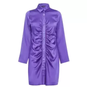 Image of I Saw It First Satin Shirt Dress - Purple
