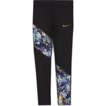 Image of Nike One Big Kids (Girls') Training Tights - Black Multi