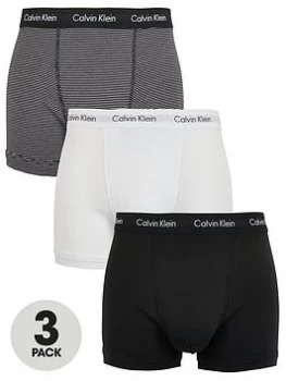 Image of Calvin Klein 3 Pack Trunks - Black/White/Stripe