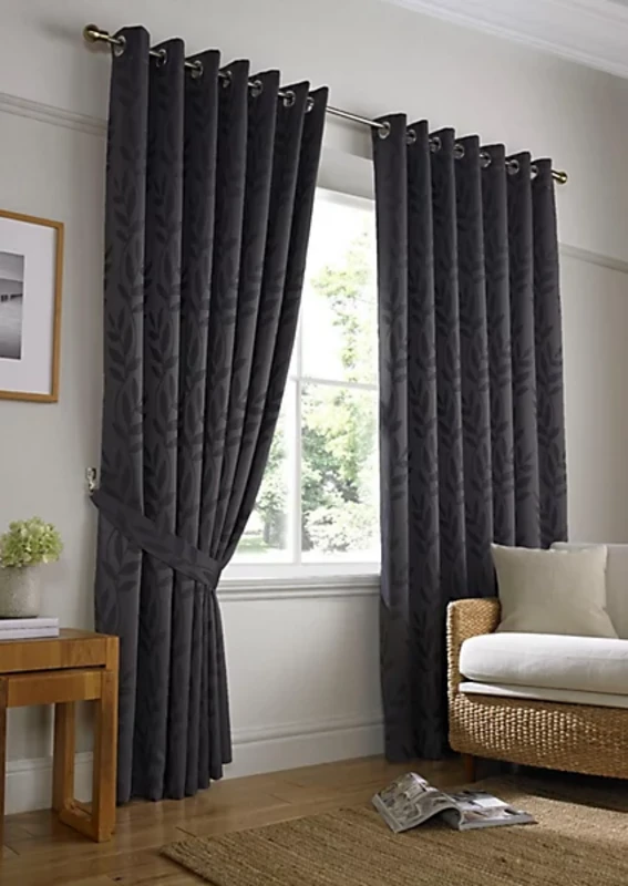 Image of Tivoli Ready Made Eyelet Curtains Charcoal