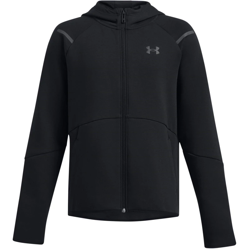 Image of Under Armour Kids Unstoppable Full Zip Tech Fleece Hoodie Black male 7-8 (S)