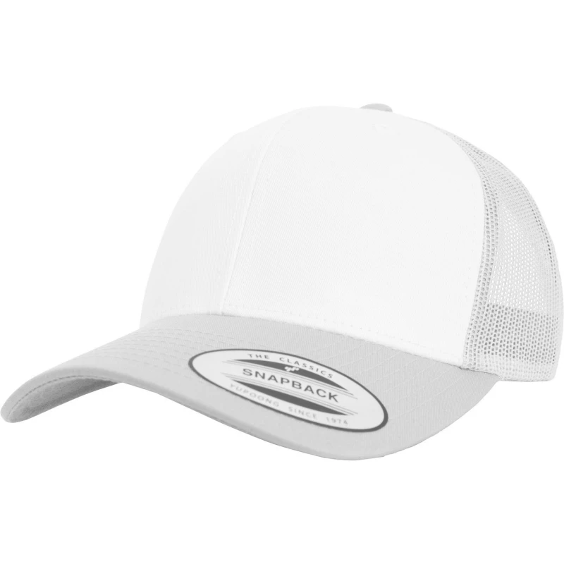 Image of Flexfit by Yupoong Mens Retro Trucker Coloured Front Cap in Silver Silver Male One Size