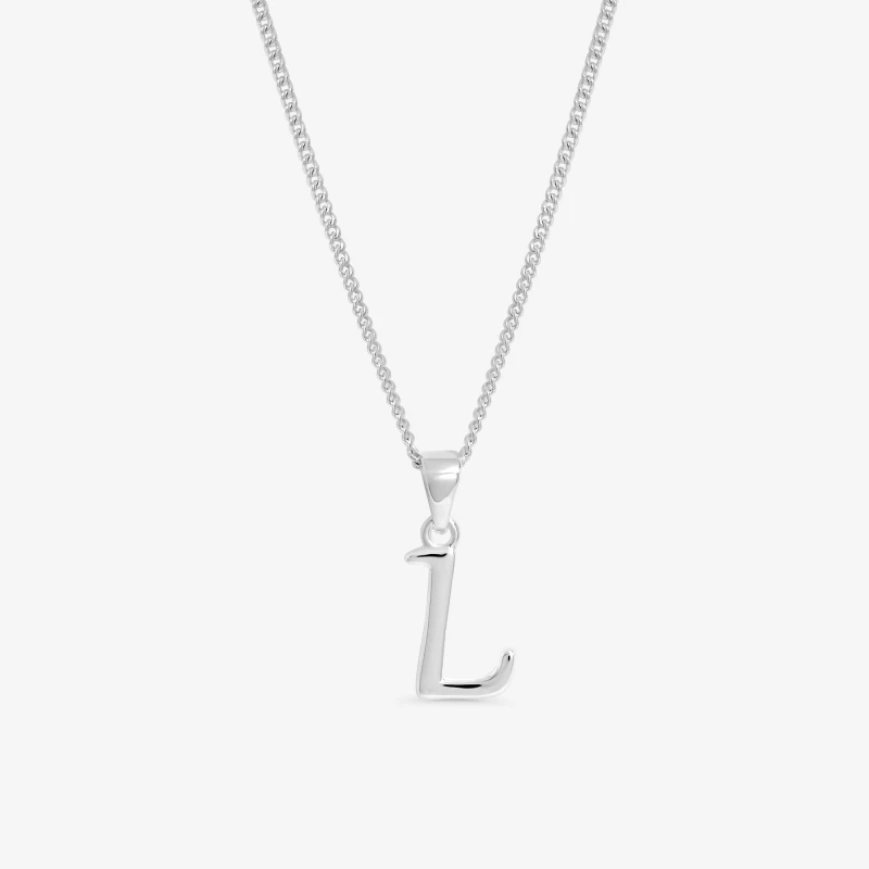 Image of Simply Silver Womens Sterling Silver 925 Initial Pendant - L Silver Female One Size