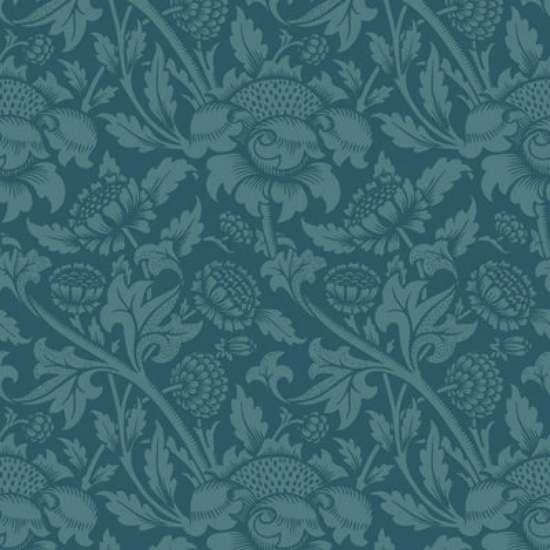 Image of Hoopla Walls Damask Trail Rich Teal Wallpaper