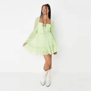 Image of Missguided Milkmaid Tea Dress - Green