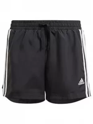 Image of adidas Junior Girls 3 Stripe Shorts, Black/White, Size 14-15 Years, Women