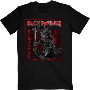 Image of Iron Maiden - Senjutsu Cover Distressed Red Unisex Medium T-Shirt - Black