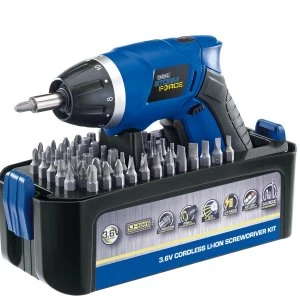 Image of Draper Storm Force 3.6V Cordless Li-Ion Screwdriver and 50-Bit Kit
