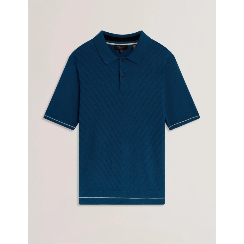 Image of Ted Baker Mens Print Short Sleeve Polo Shirt Navy male S (2)