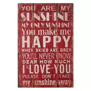 Image of Premier Housewares Sunshine Wall Plaque "You Are My Sunshine My..."