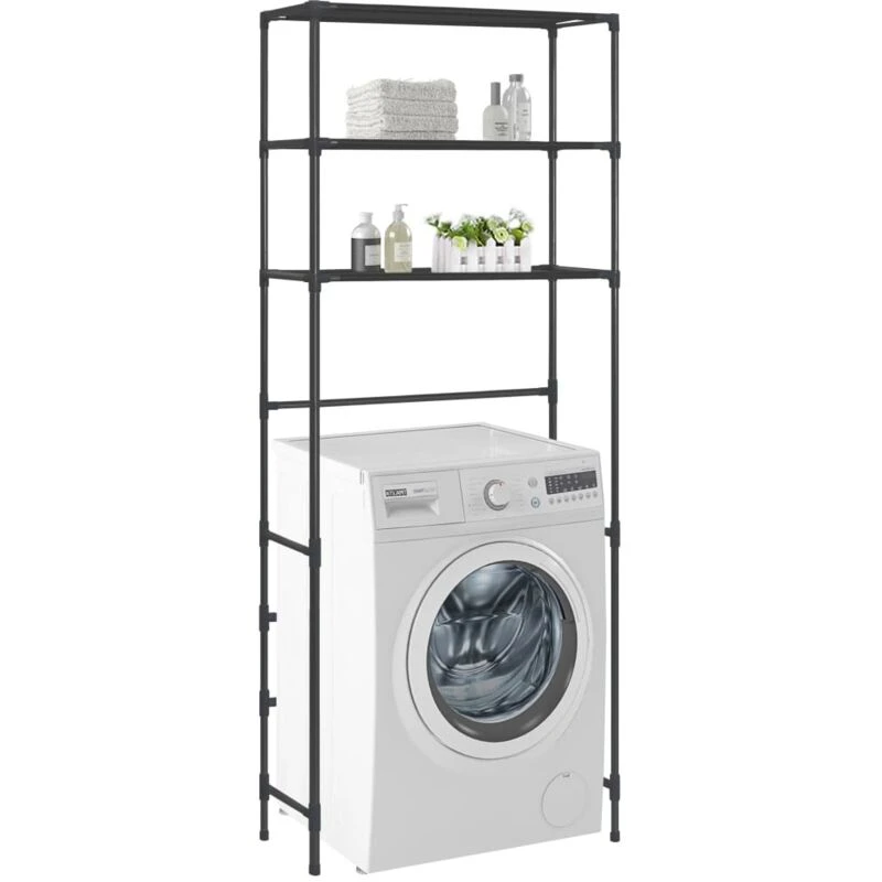 Image of VIDAXL Vidaxl - 3-Tier Storage Rack over Laundry Machine Black 69x28x169cm 8719883890999