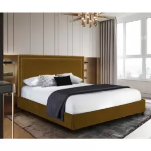 Image of Sensio Upholstered Beds - Plush Velvet, Small Double Size Frame, Mustard - Mustard