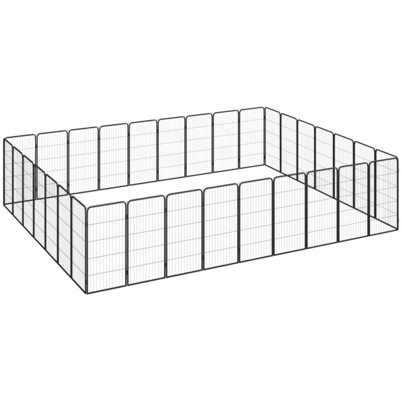 Image of VIDAXL 32-Panel Dog Playpen Black 50x100cm Powder-coated Steel Vidaxl 8720287158974