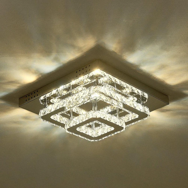 Image of Kabinet UK Square Large Crystal LED Ceiling Light Silver unisex One size